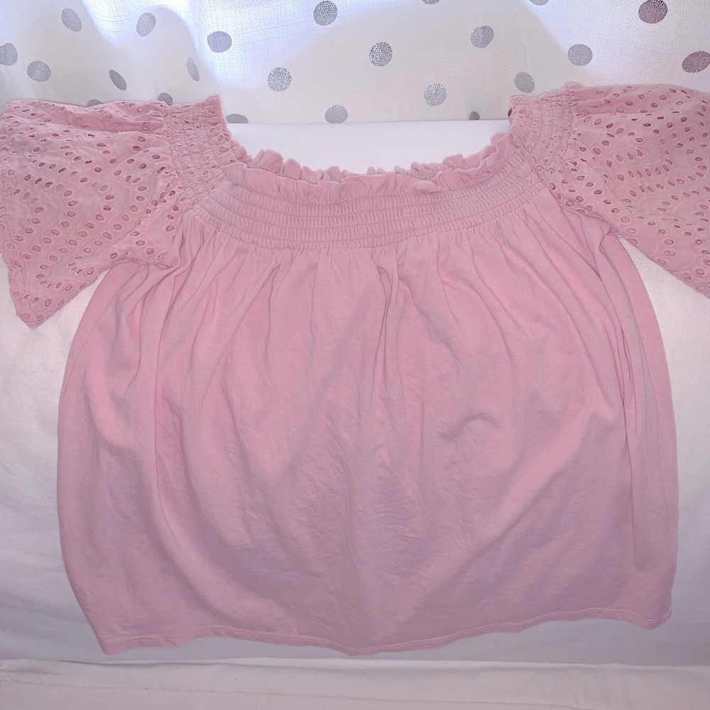 Express One Eleven off the shoulder blush top